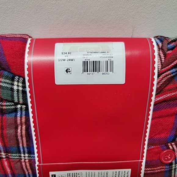 Holiday Time Women's Red Plaid Flannel Pajama Set Size 3X (22W-24W) - Picture 6 of 6